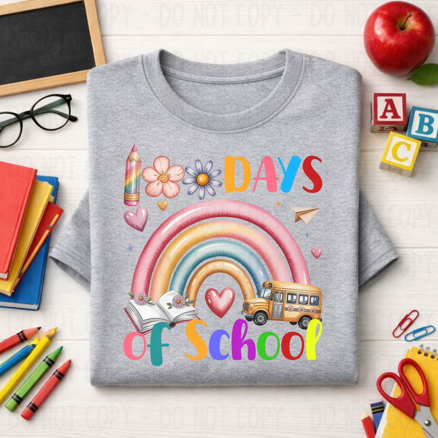 100 Days of School Rainbow and Bus