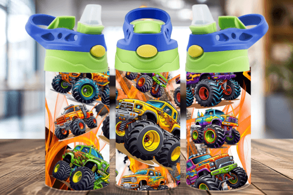 Monster Trucks 12oz Flip Top Sublimation Tumbler