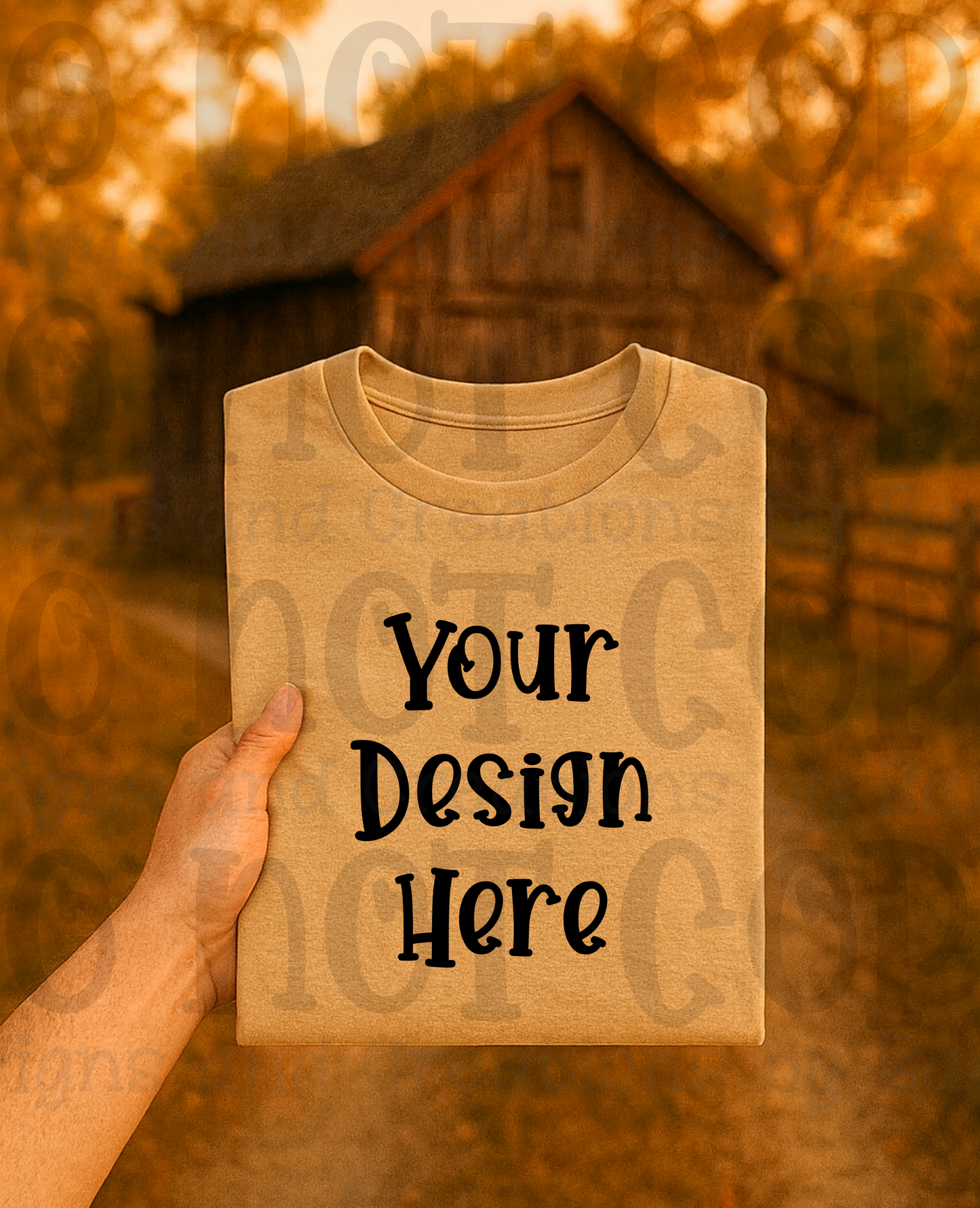 Rustic Barn Holding Folded Tshirt Apparel Mock Ups