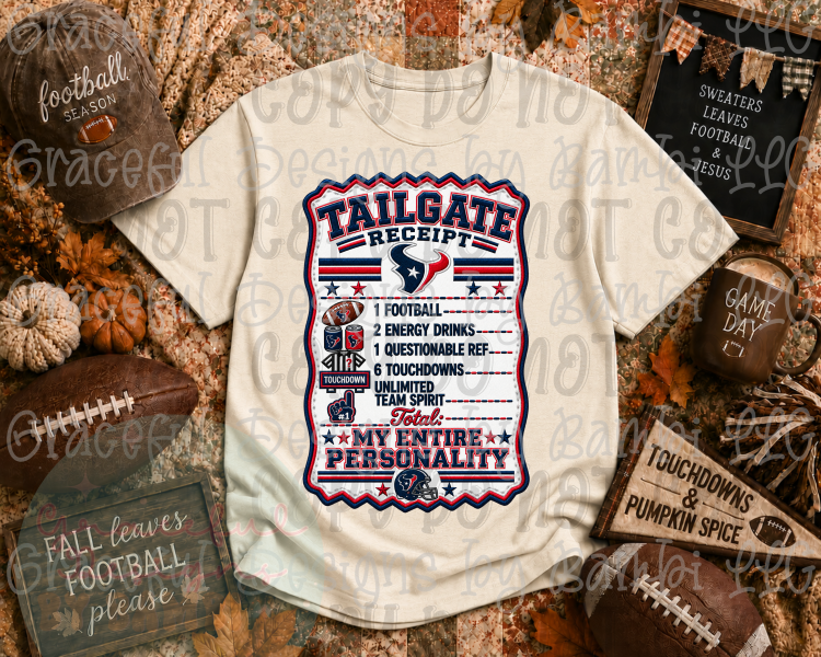 Faux Embroidery Tailgate Receipt Football Collection