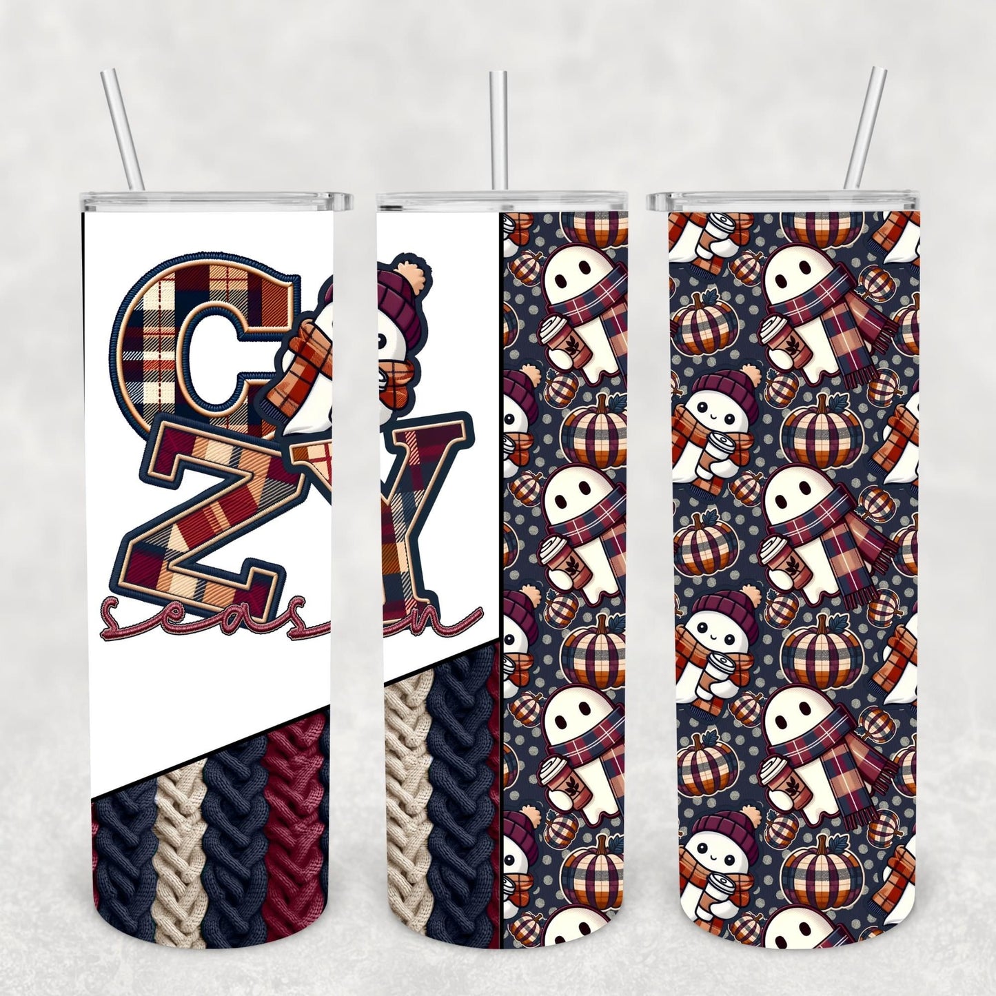 Cozy Season with Snow Ghost 20 oz Skinny Sublimation Tumbler