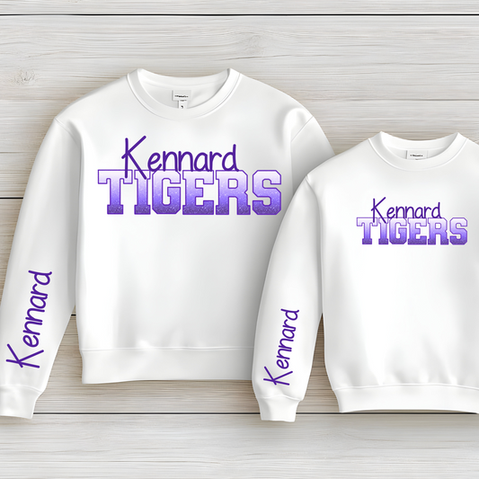 Kennard Tigers in Purple Ombre with Purple Outline/Sleeve Print