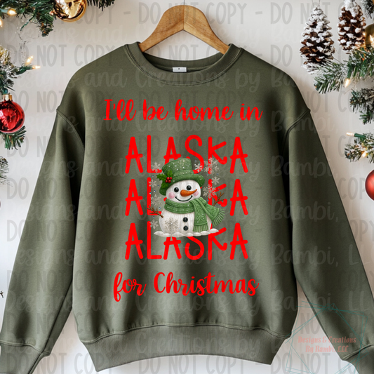 I'll Be Home In States Sage Snowman with Red Font Digital Bundle