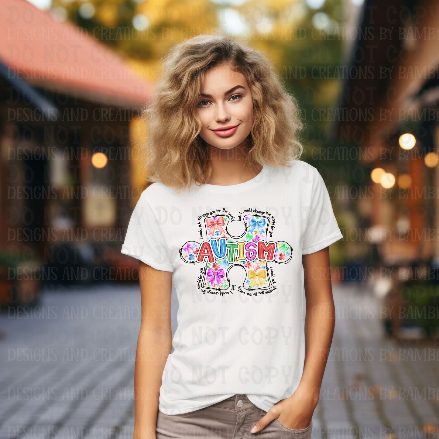 AUTISM with Puzzle Piece and Black Font Outline