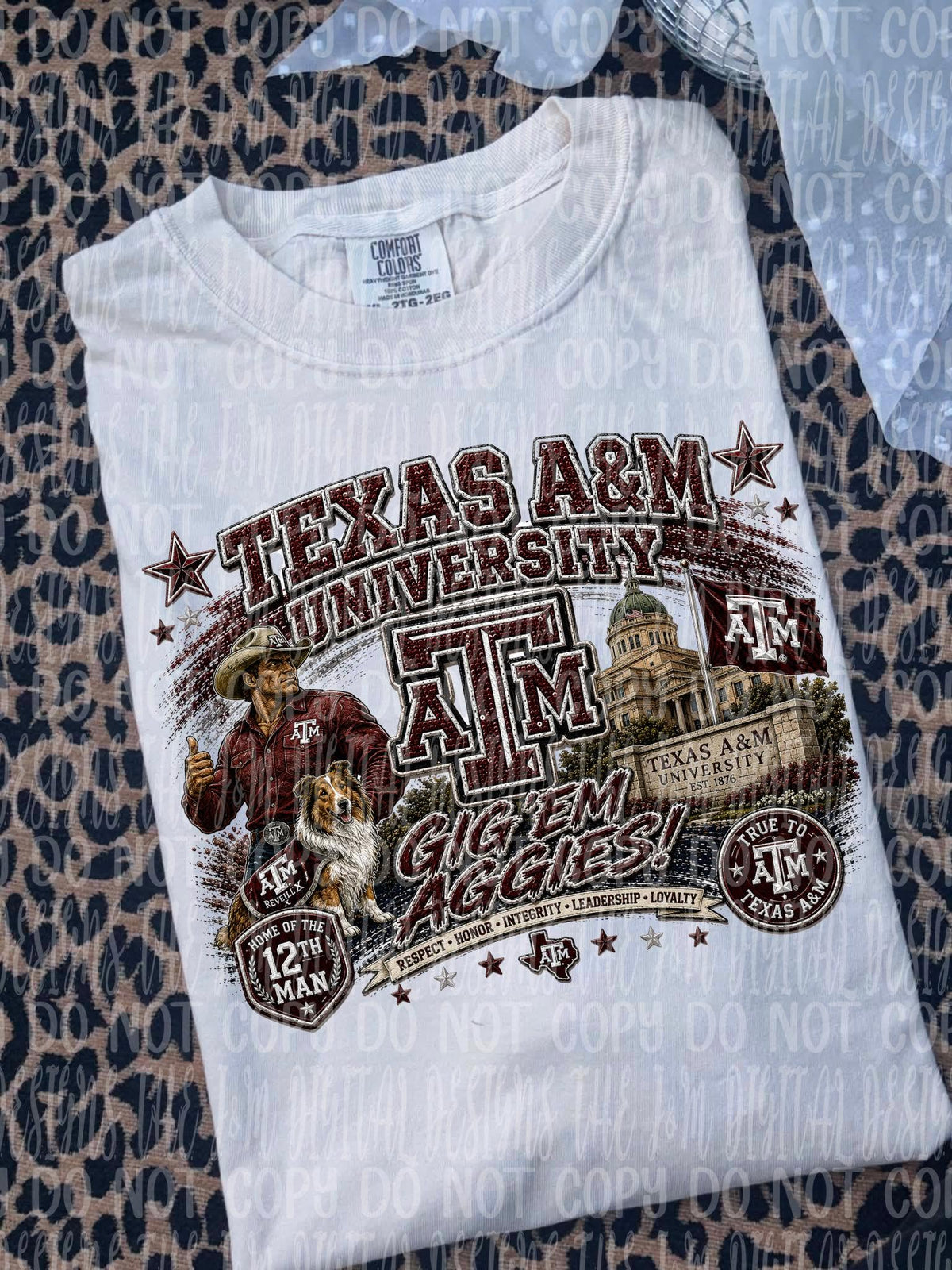 Faux Bling Aggie University with Stadium