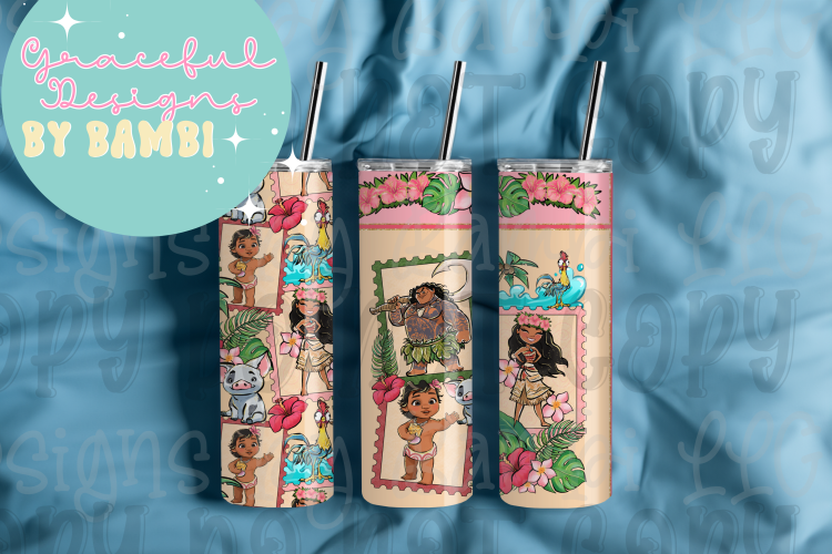 20oz Tall Skinny Sublimation Aloha Moana Tumbler