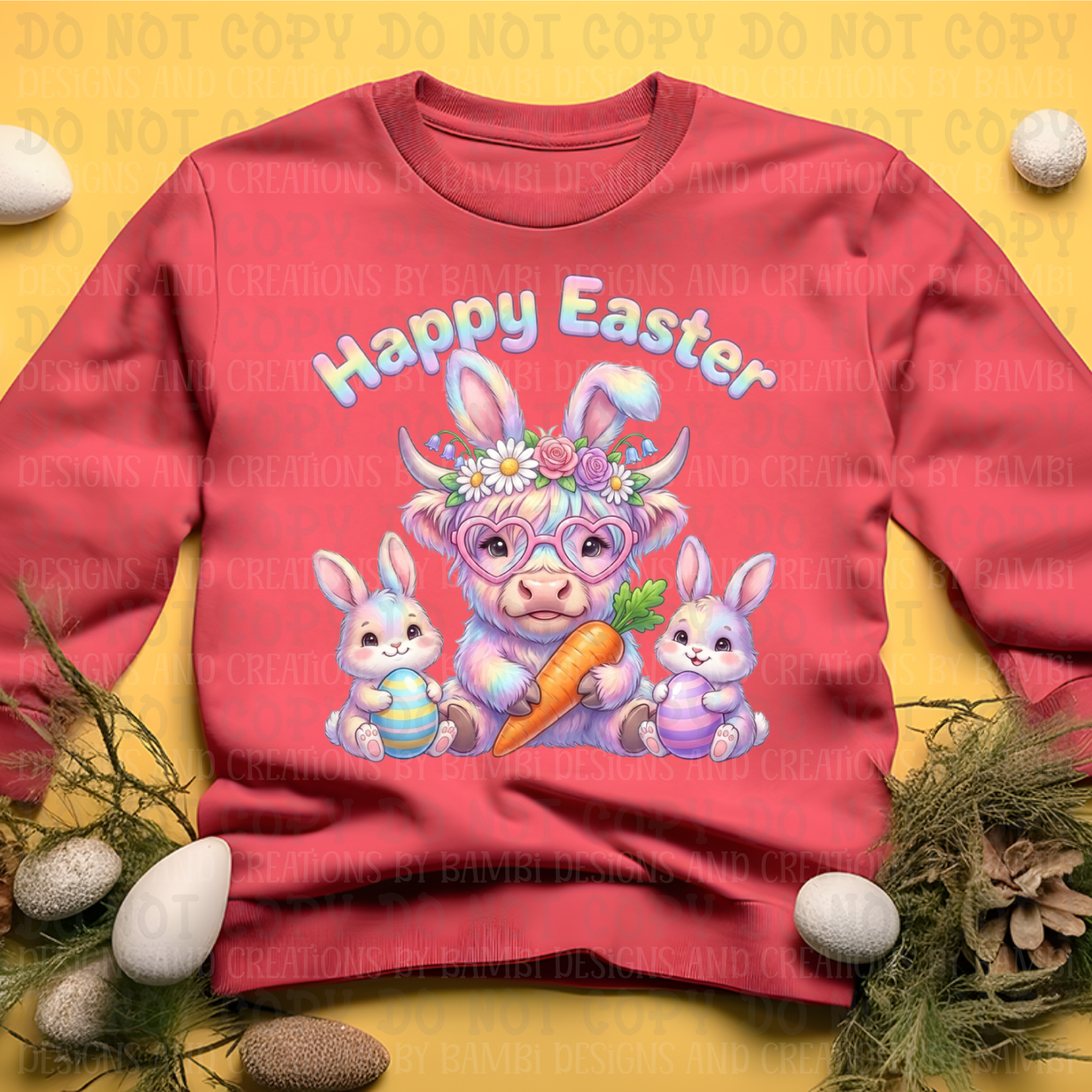 Brushstroke Easter Highland Cow