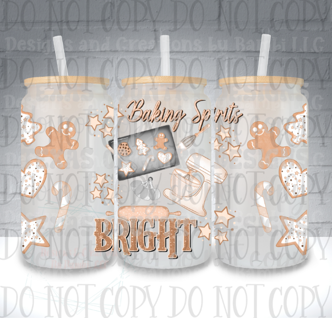 Baking Spirits Bright UV DTF 16oz Libbey Glass Tumbler