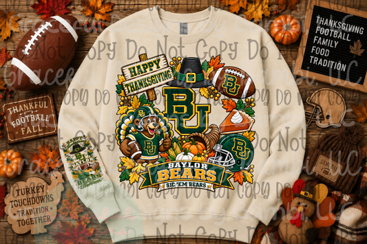 Faux Embroidery Thanksgiving Football Collection (Front/Sleeve)