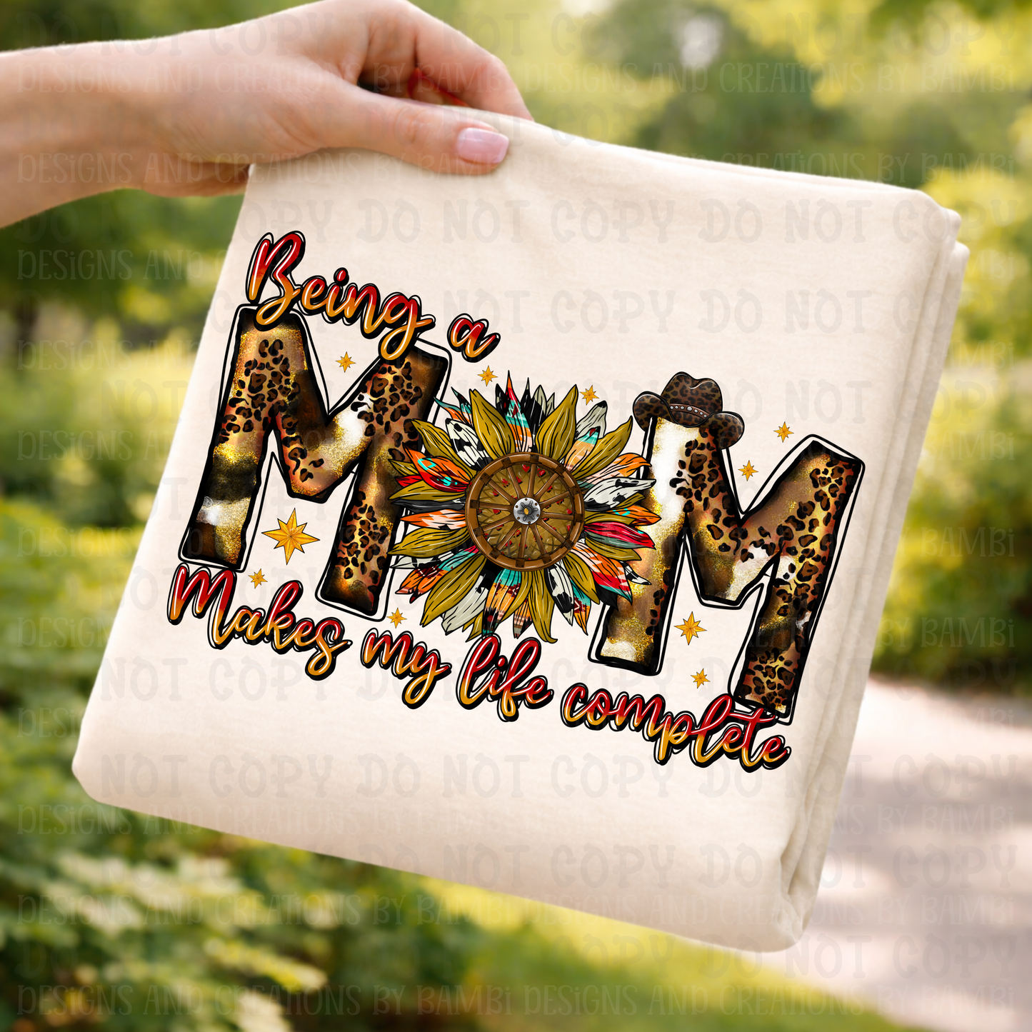 Being A Mom Western Font with Leopard and Cow Print