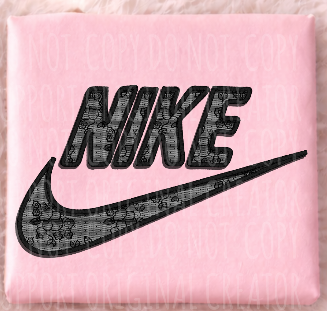 Faux Black Lace Nike Floral with Faux Embroidery Outline Version 2