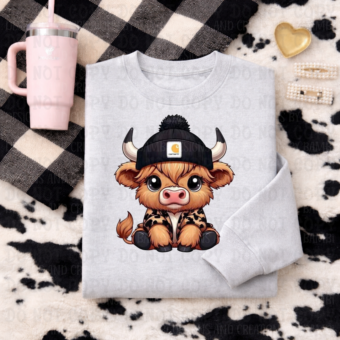 Black and Leopard Carhartt Highland Cow