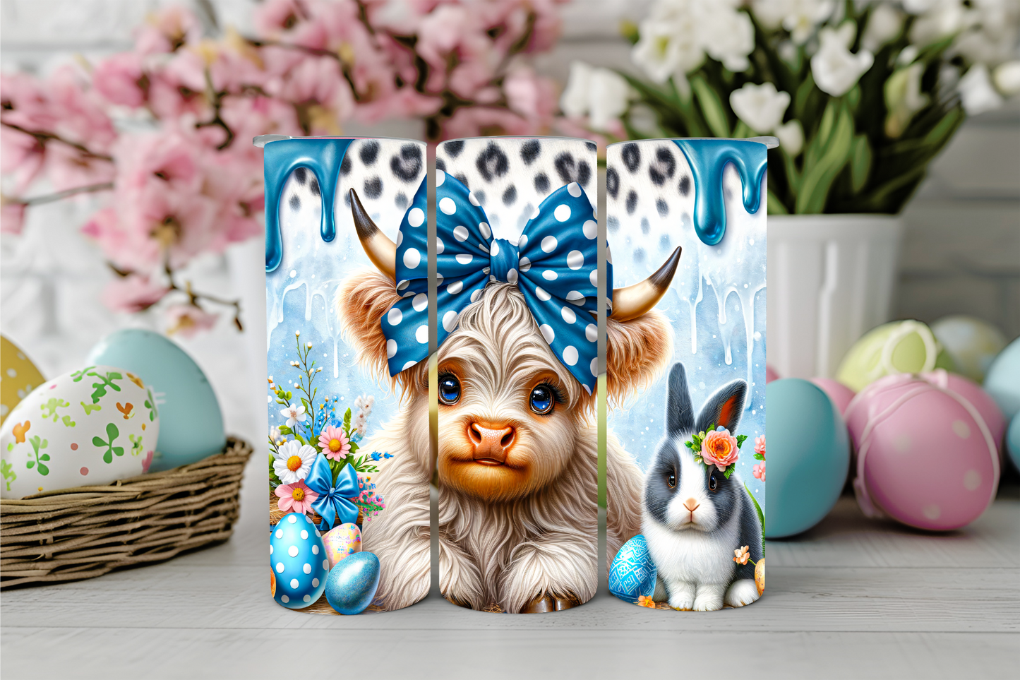 Easter Highland Cow 20oz Sublimation Tumblers
