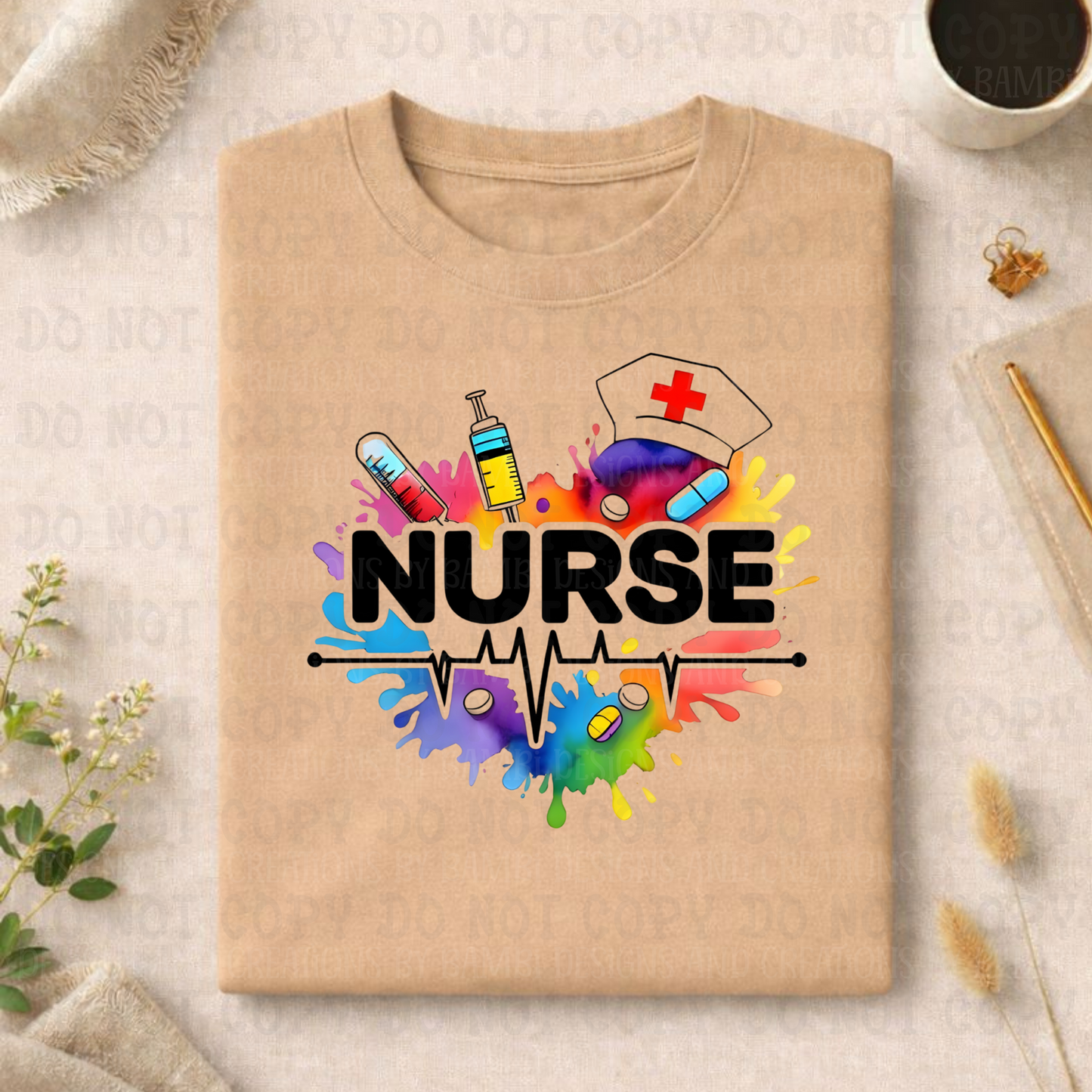 Bright Color Back Splash with Black Font Nurse