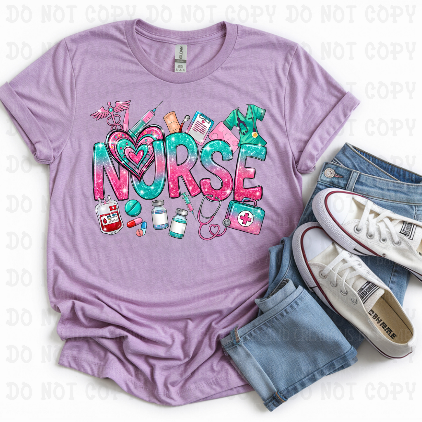 Bright Faux Glitter Nurse