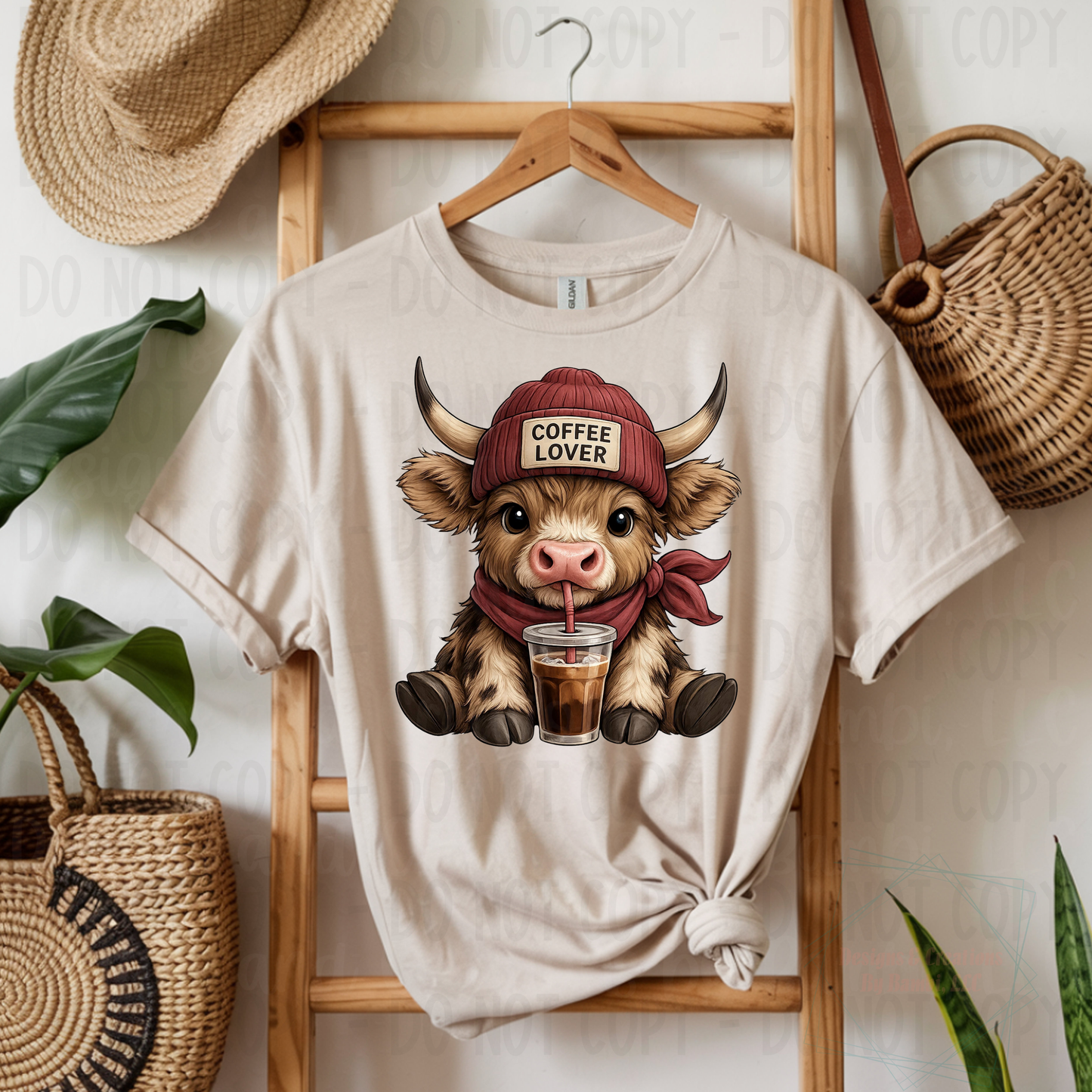 Coffee and Highland Cow Maroon