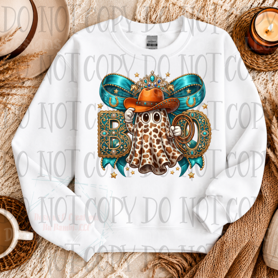 Cow Print Western Ghost with Turquoise