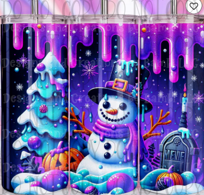 Cute Christmas Drip Snowman 20oz Skinny Sublimation Tumbler