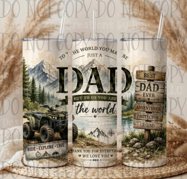 Dad You Are the World 20oz Skinny Sublimation Tumbler