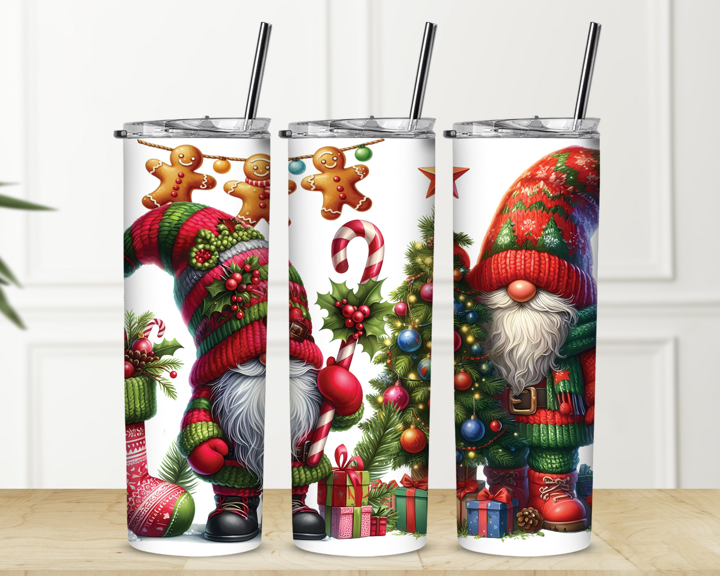 Duo Christmas Gnomes with Tree 20 oz Skinny Sublimation Tumbler