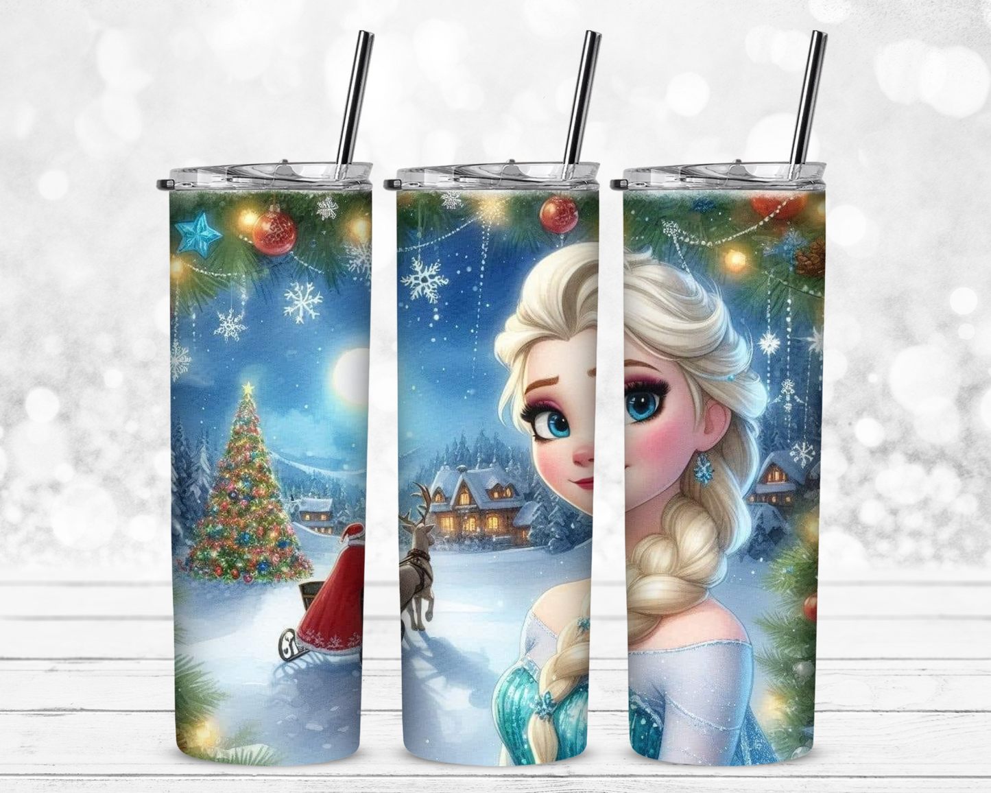Elsa Christmas 20 oz Skinny Sublimation Tumbler