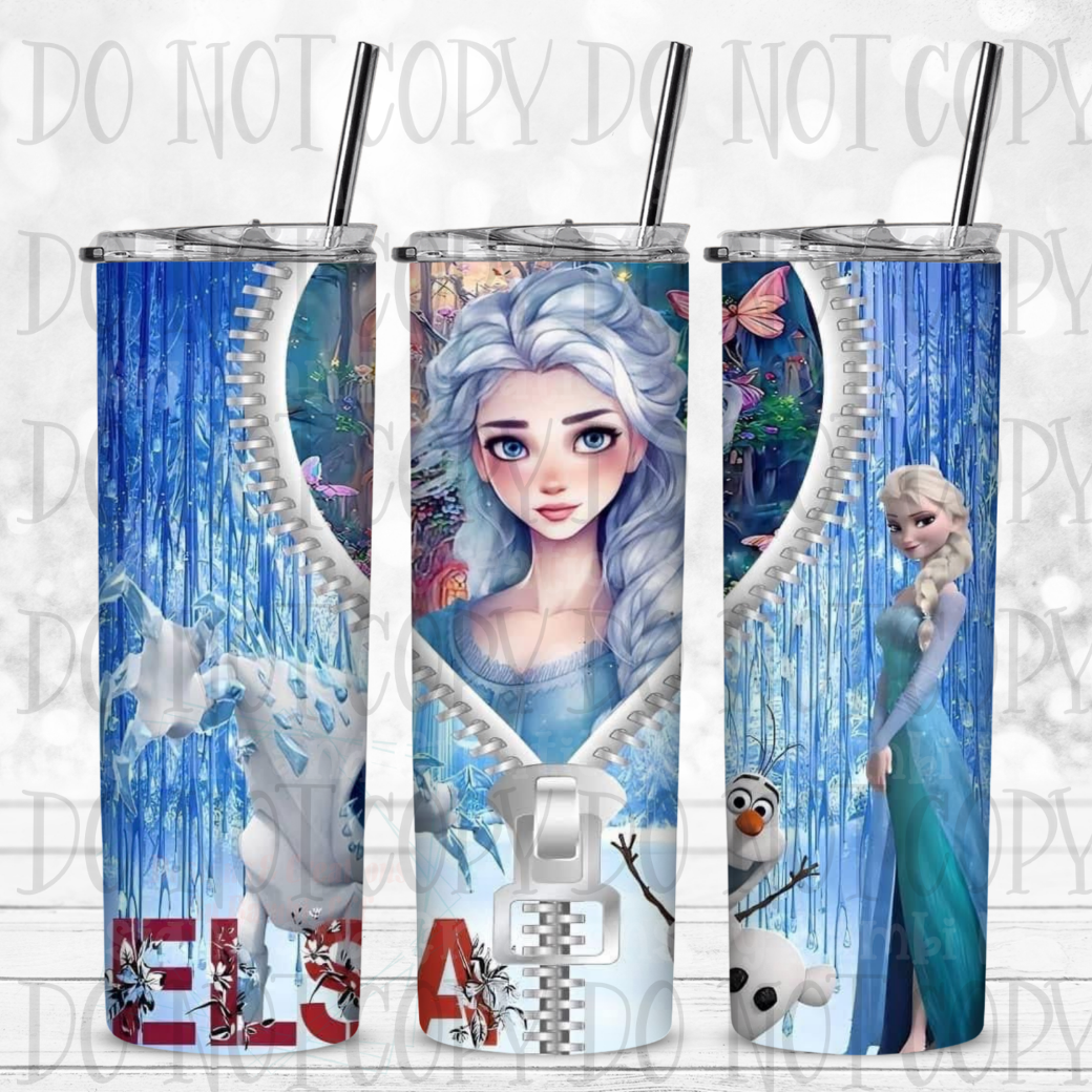 Elsa Zipper 20 oz Skinny Sublimation Tumbler