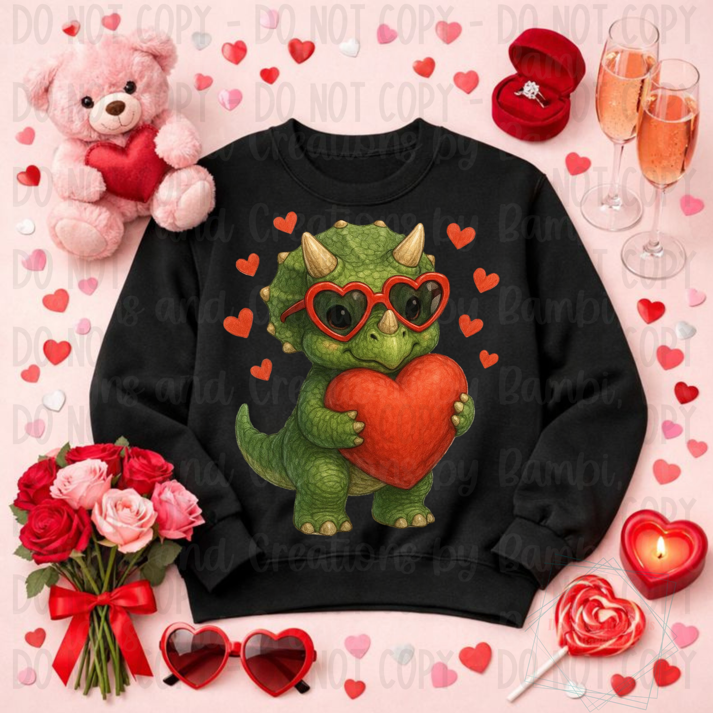 Faux Yarn Valentine Dino with Red Heart