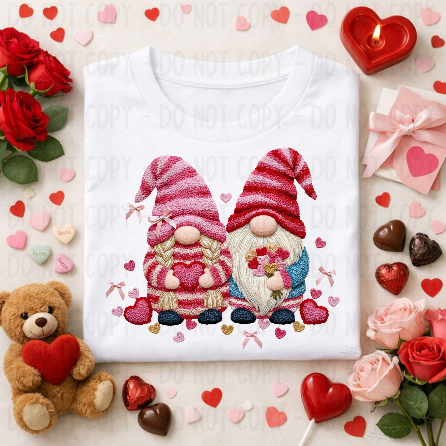 Faux Yarn Pink Couple Gnomes