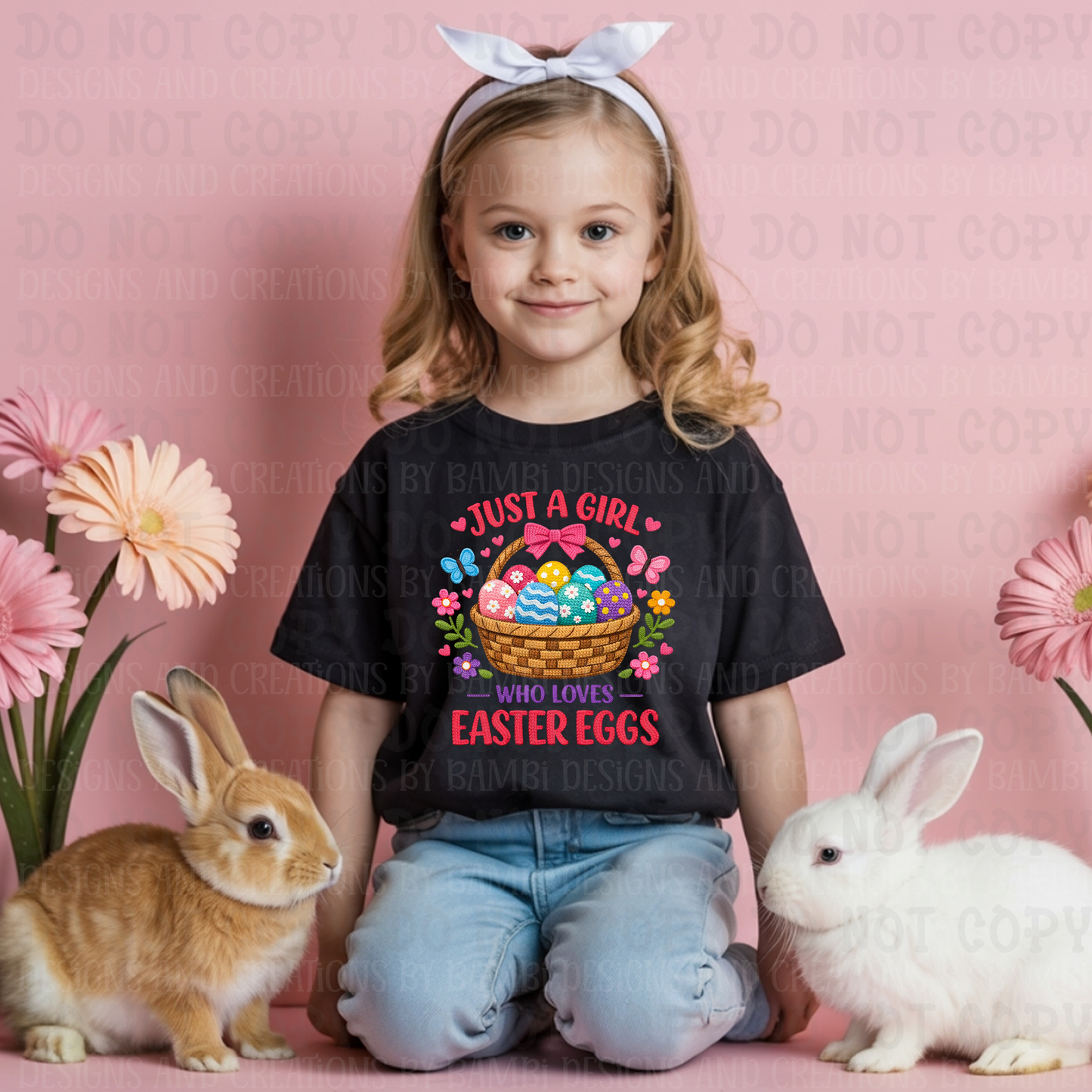 Faux Embroidery Just A Girl Easter Eggs