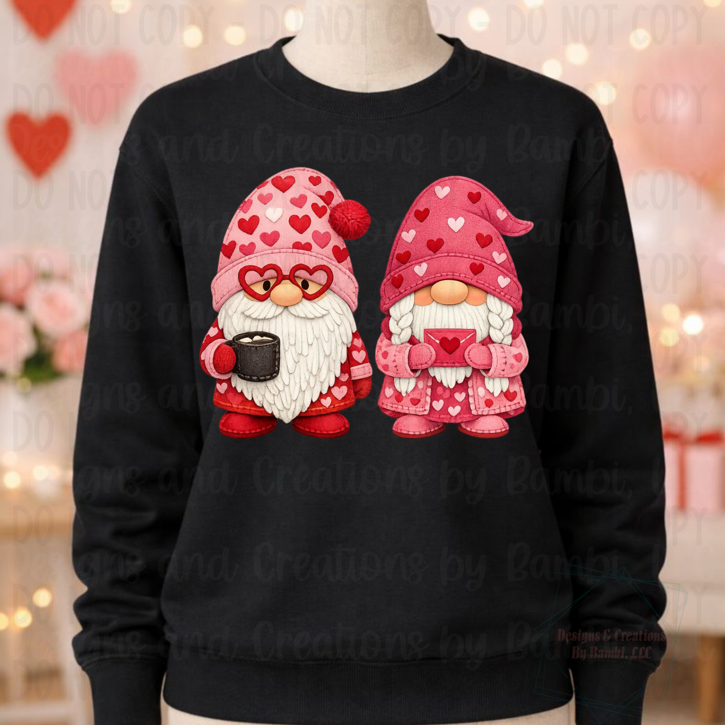 Faux Embroidery Valentine Gnome Couple