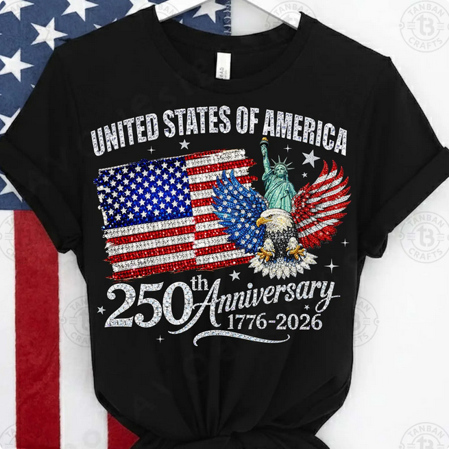 Faux Rhinestone Mosaic Sparkle 250 Years of Freedom