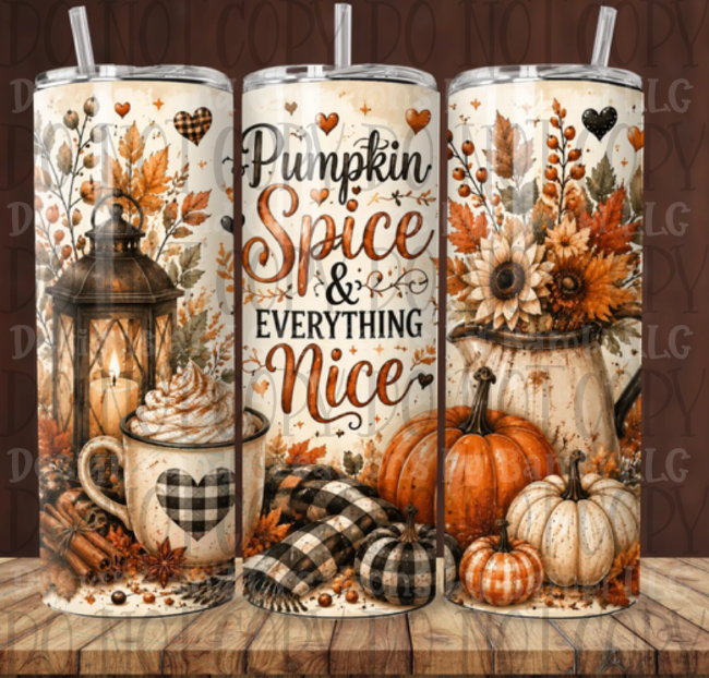 Fall Flannels and Pumpkin Spice 20oz Skinny Sublimation Tumbler