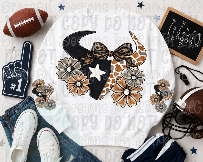 Faux Bling Houston Texans Camo Floral with Sleeve Designs