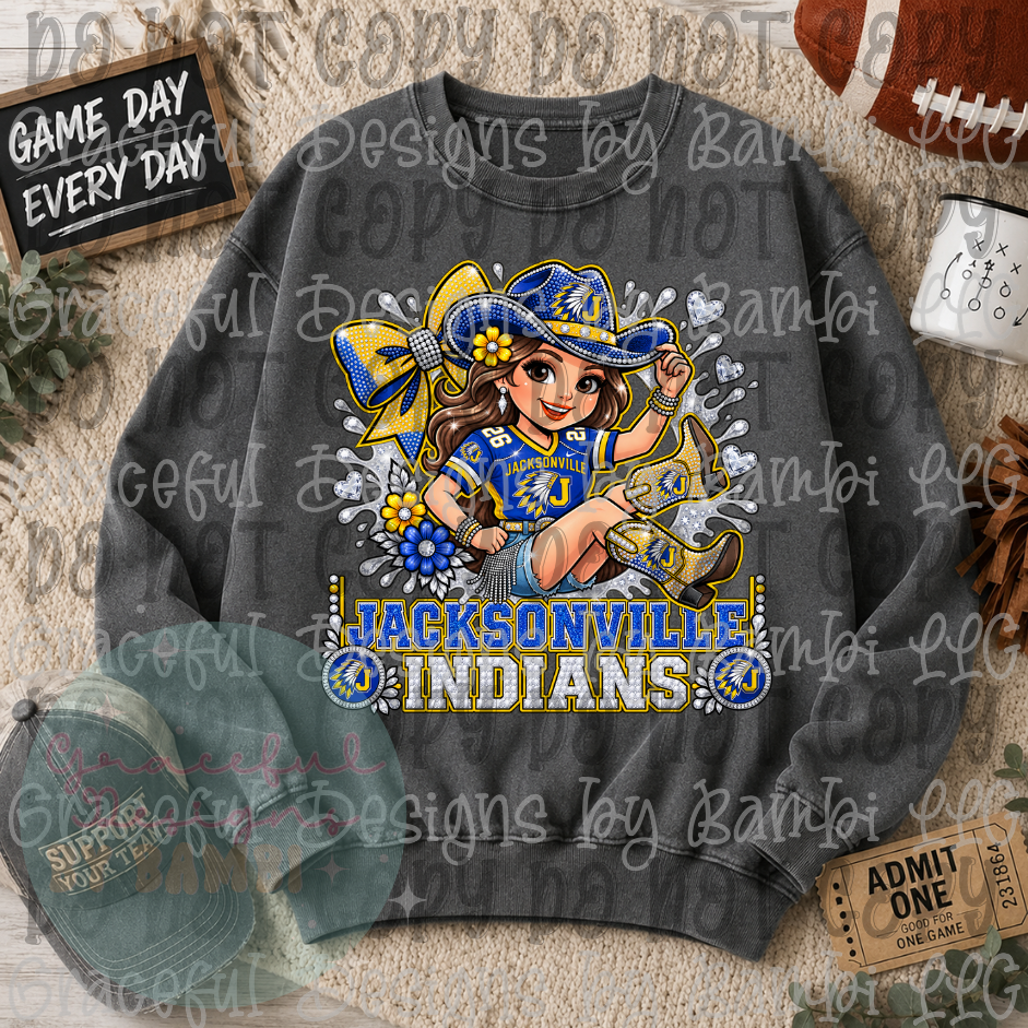 Faux Bling Jacksonville Indians Cowgirl