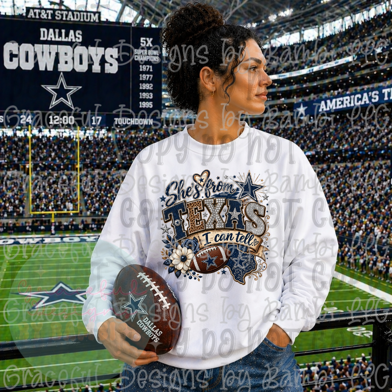 Faux Bling She's From Texas Dallas