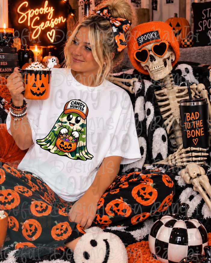 Faux Embroidered Camouflage Candy Hunter Ghost