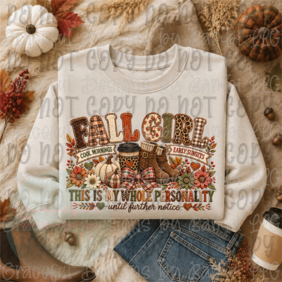 Faux Embroidered Fall Girl