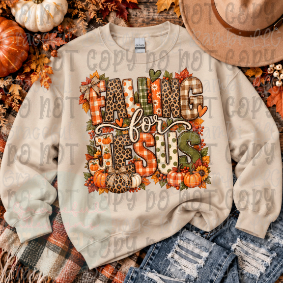 Faux Embroidered Falling for Jesus