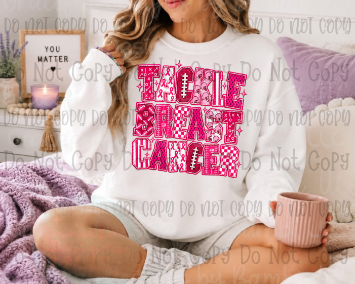 Faux Embroidered Patchwork Tackle Breast Cancer
