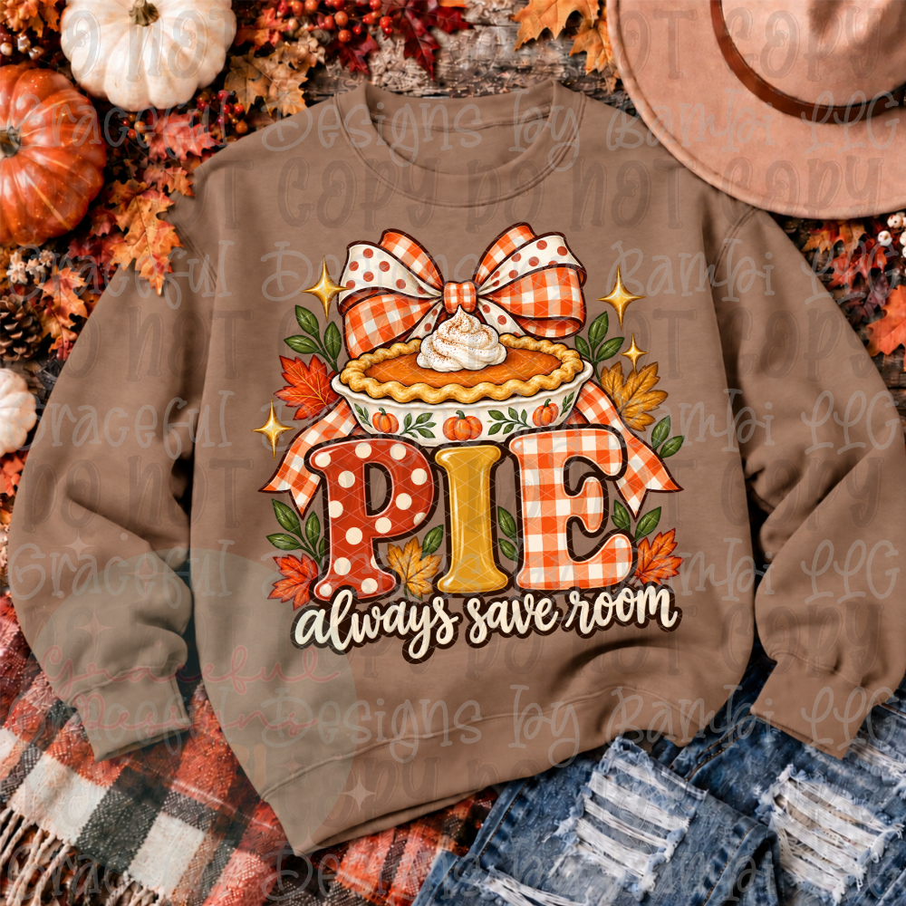 Faux Embroidered Pie Always Save Room