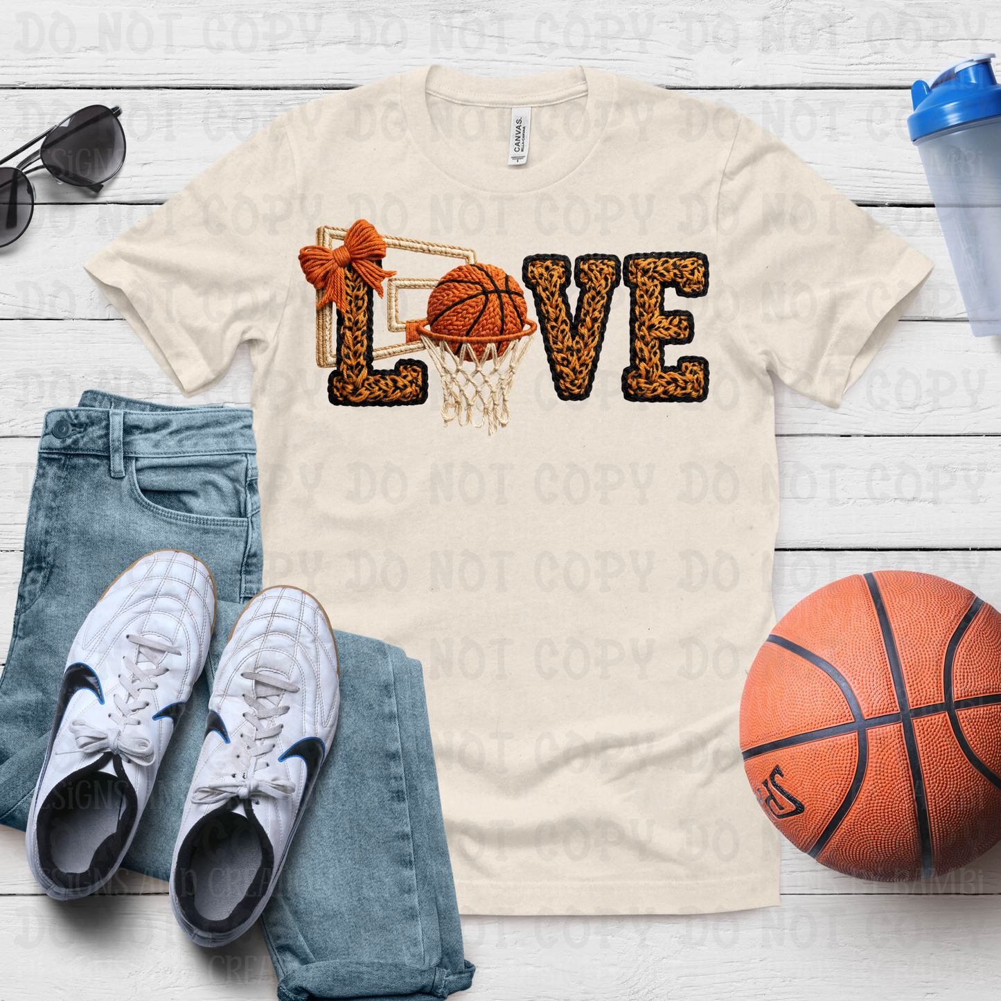 Faux Embroidery/Yarn Love Basketball with Leopard