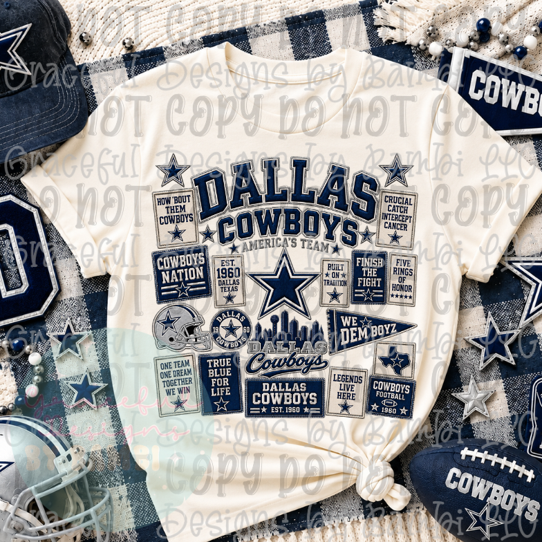 Faux Embroidery Dallas Cowboys Collage