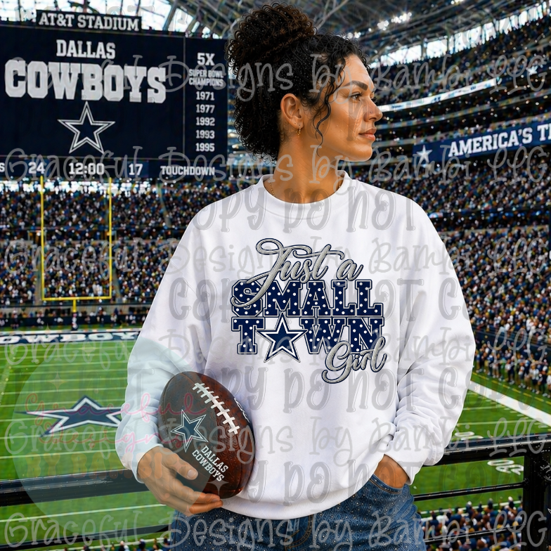Faux Embroidered Small Town Girl Cowboys