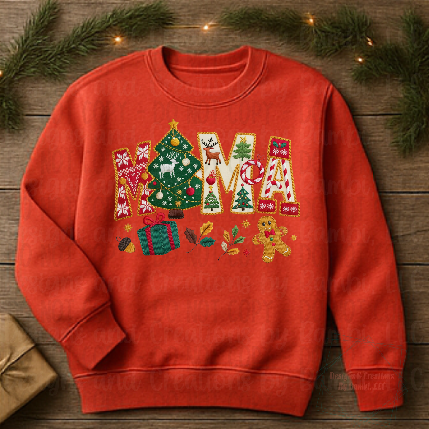 Faux Embroidery Sweater Mama