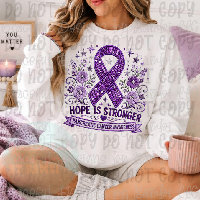 Faux Embroidered/Sequin Pancreatic Cancer Awareness