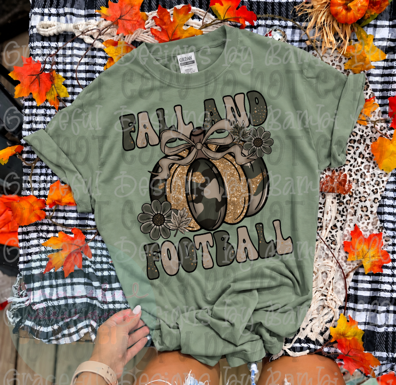 Faux Glitter Fall and Football Gold and Camo Pumpkin