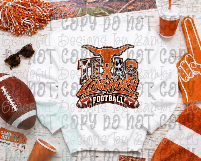 Faux Glitter Texas Longhorn Football Multi Font
