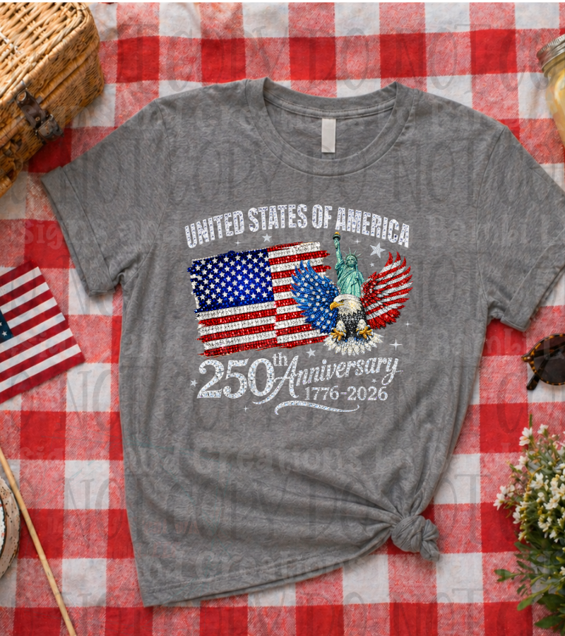 Faux Sequin 250th Anniversary Patriotic