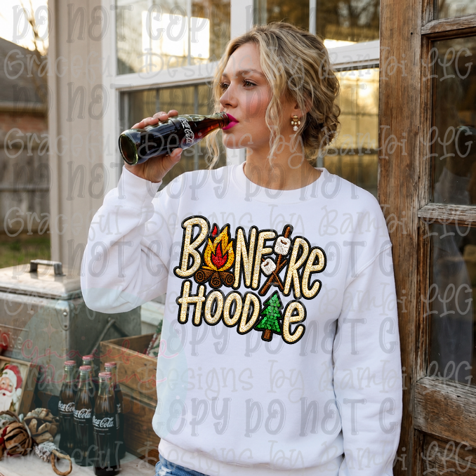 Faux Sequin/Embroidery Bonfire Hoodie