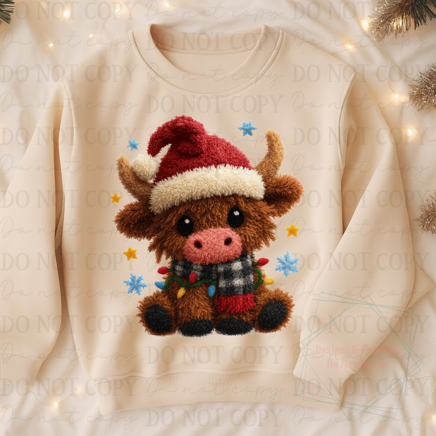 Faux Yarn Christmas Shaggy Cow 1